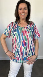 Ballon shirt met elastiek multi colours (+size)