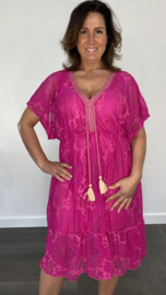 Kanten jurk Lara fuchsia