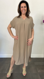 Jurk Maya +Size taupe