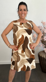 Mouwloze jurk met strik Amber Camel