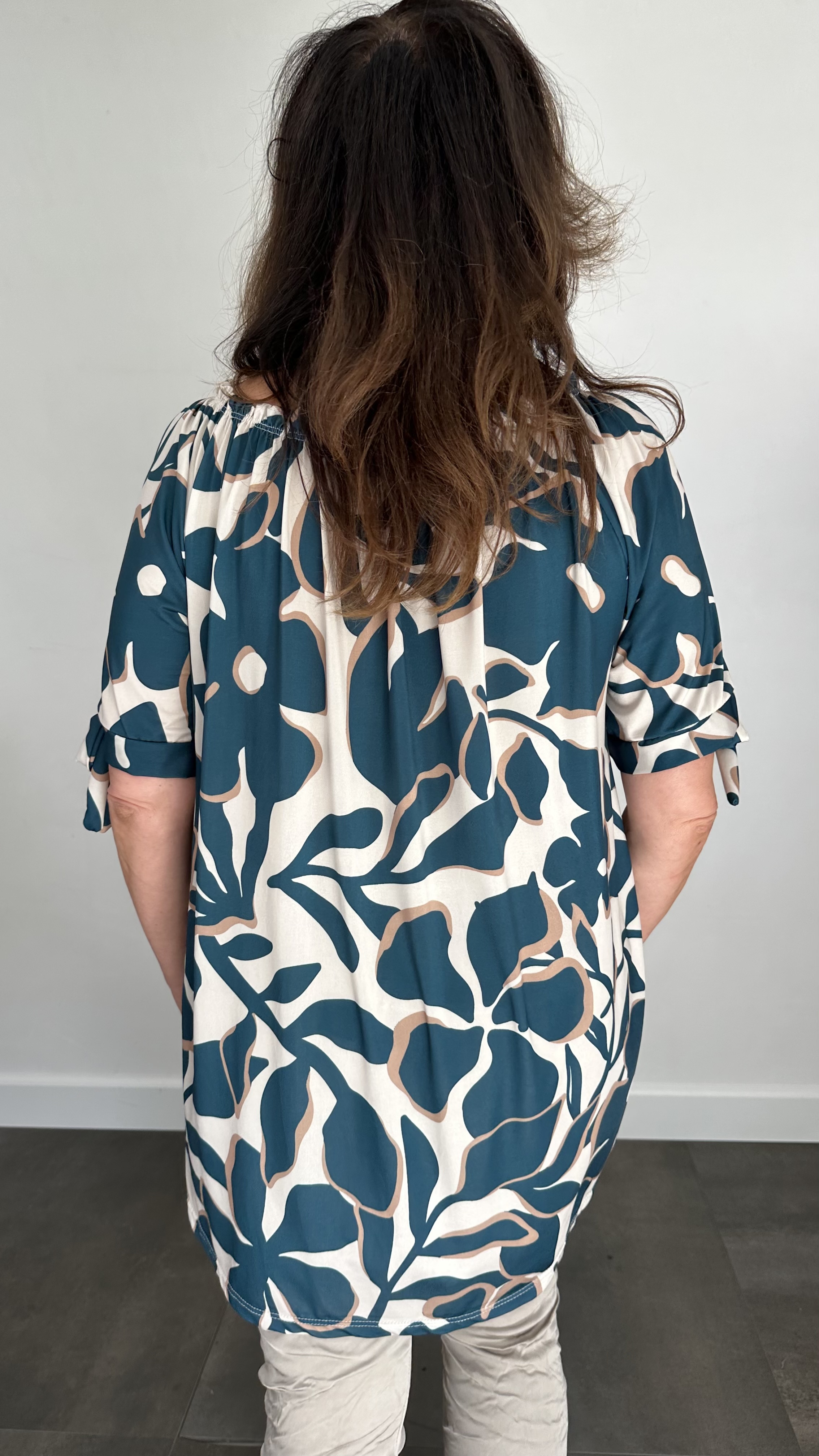 Top/ Tuniek fantasy flower petrol