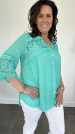 Blouse met kant Summer smaragd