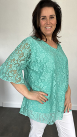 Kanten blouse Ilse +SIZE mint