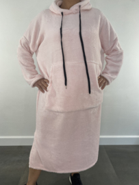 Fluffy jurk met capuchon baby roze