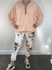 Blouse met boord new zipp  lange mouw peach