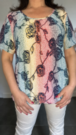 Ballon shirt met elastiek Coloured Roses
