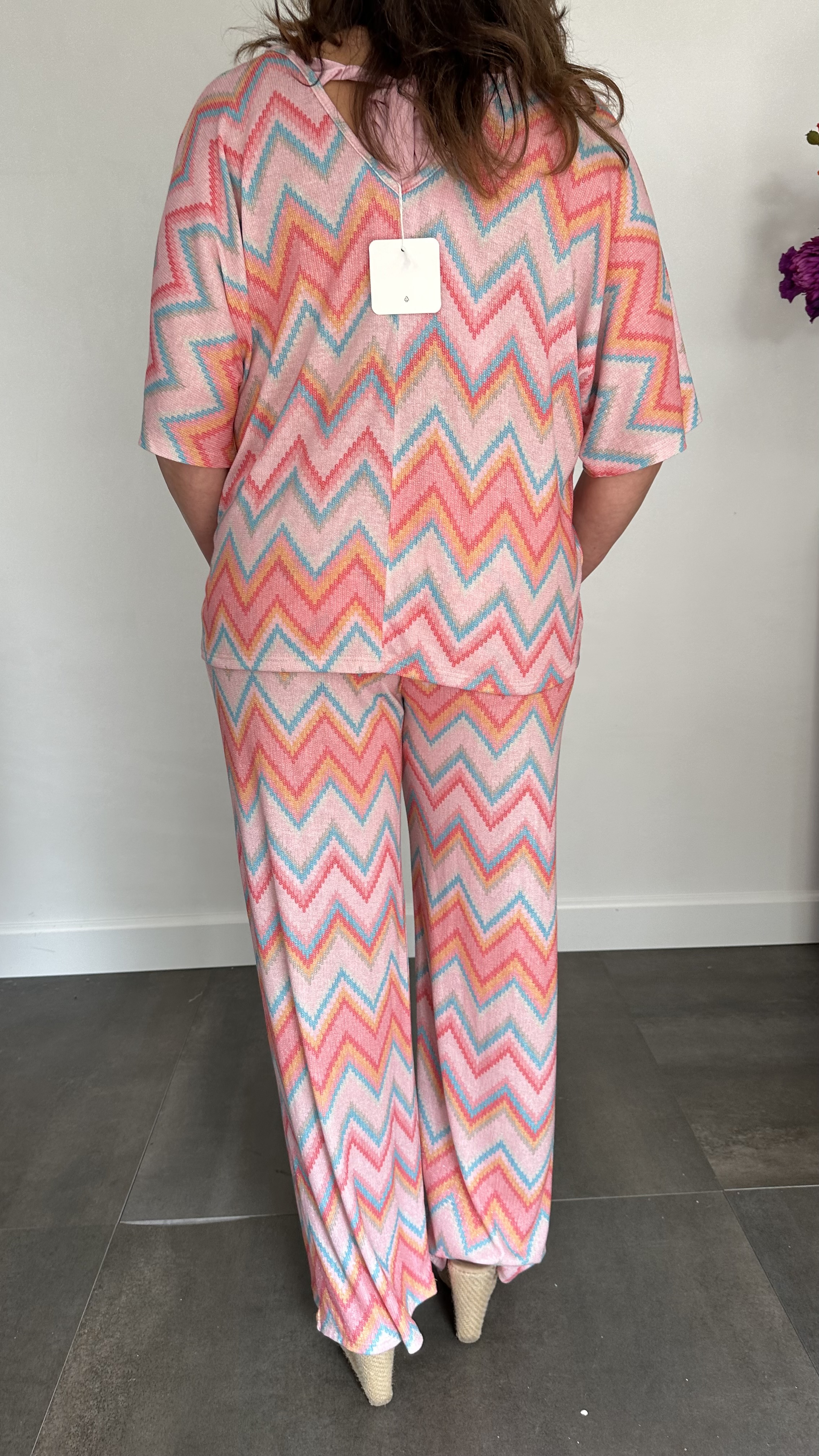 2-Delige set zig zag roze