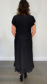 Stretch overslag jurk zwart SALE
