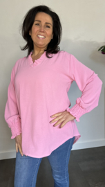 Crepe blouse Leonie met ruche Pink