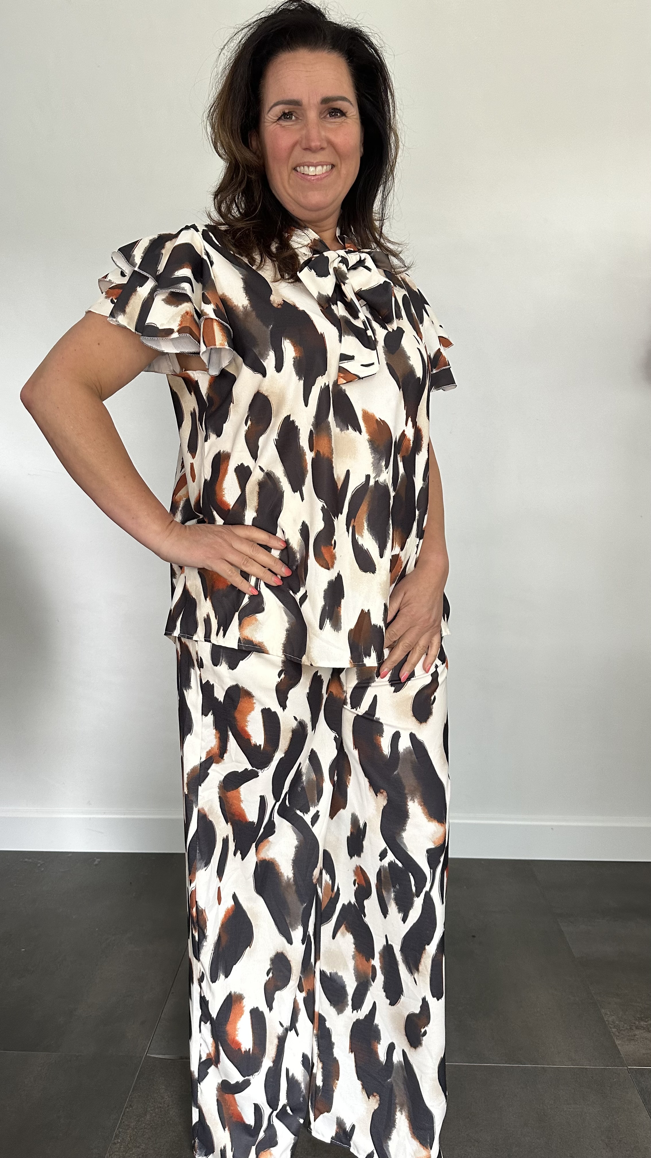 2-Delige set Lorena met strik zwart/bruin