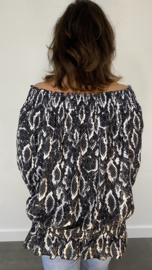 Blouse met gesmokte band Honey zwart