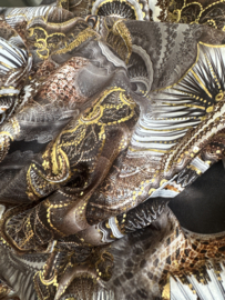 Stretch jurk Gold paisley bruin