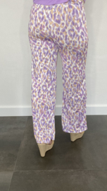 Broek met wijde pijp panter lila