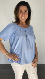 Ballon shirt travel met elastiek licht blauw