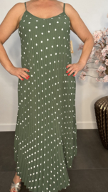 Plisse jurk Polka Dot met spaghettibandjes Army