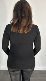 Gebreide coltrui met kabel zwart SALE