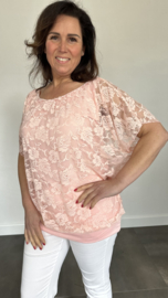 Blouse met boord KANT roze