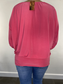 Shirt met elastische boord en vleermuis mouw travel fuchsia