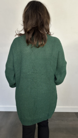 Half lang grof gebreid vest met zakjes donker groen SALE