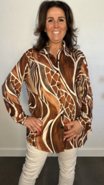 Stretch blouse soft Animal mix Roest Bruin