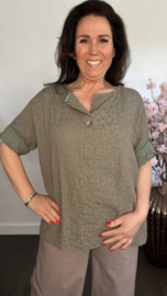 Panter blouse wafelstof Army