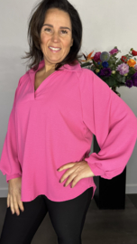 Blouse GiGi met pofmouw fuchsia