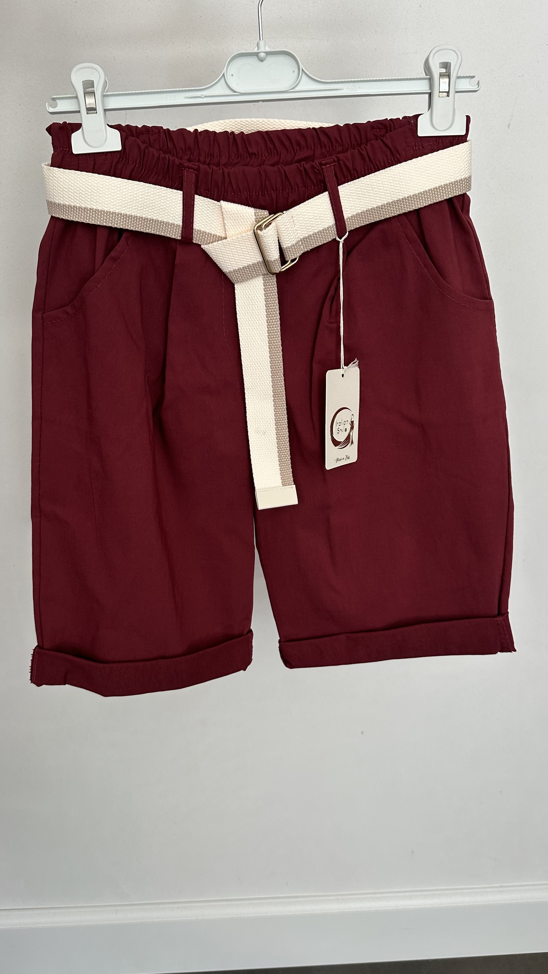 Bermuda stretch broek bordeaux