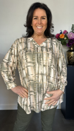 Soft shirt met v-hals en pofmouw Mila army
