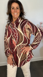 Stretch blouse soft Animal mix Bordeaux