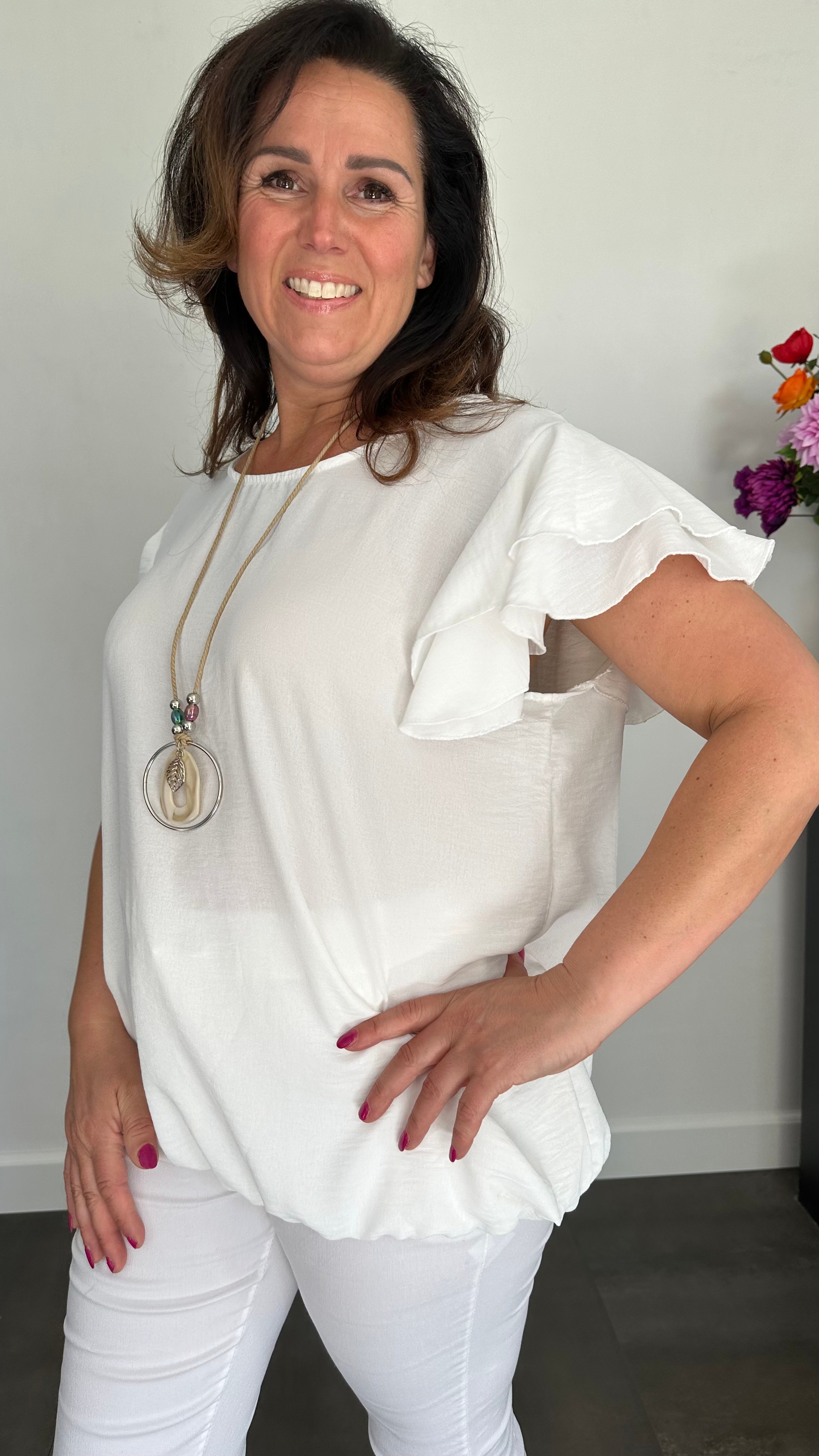 Shirt Celine met ketting +SIZE ecru