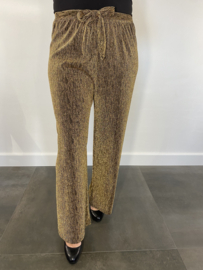 Glitter broek met strik en wijde pijp goud