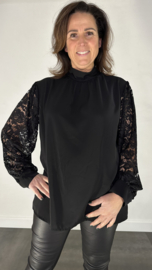 Blouse Natalie met kanten mouw zwart