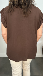 Shirt Britt met knopen en ruche Choco