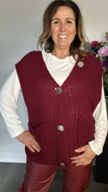 Mouwloos vest met knopen bordeaux