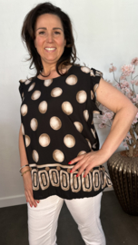 Top Dotty met ruche Zwart