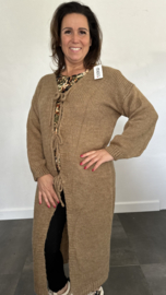 Lang vest met strik sluiting camel