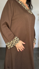 Sweaterdress panter +SIZE donker bruin SALE