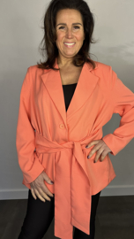 Blazer met strik +SIZE koraal SALE
