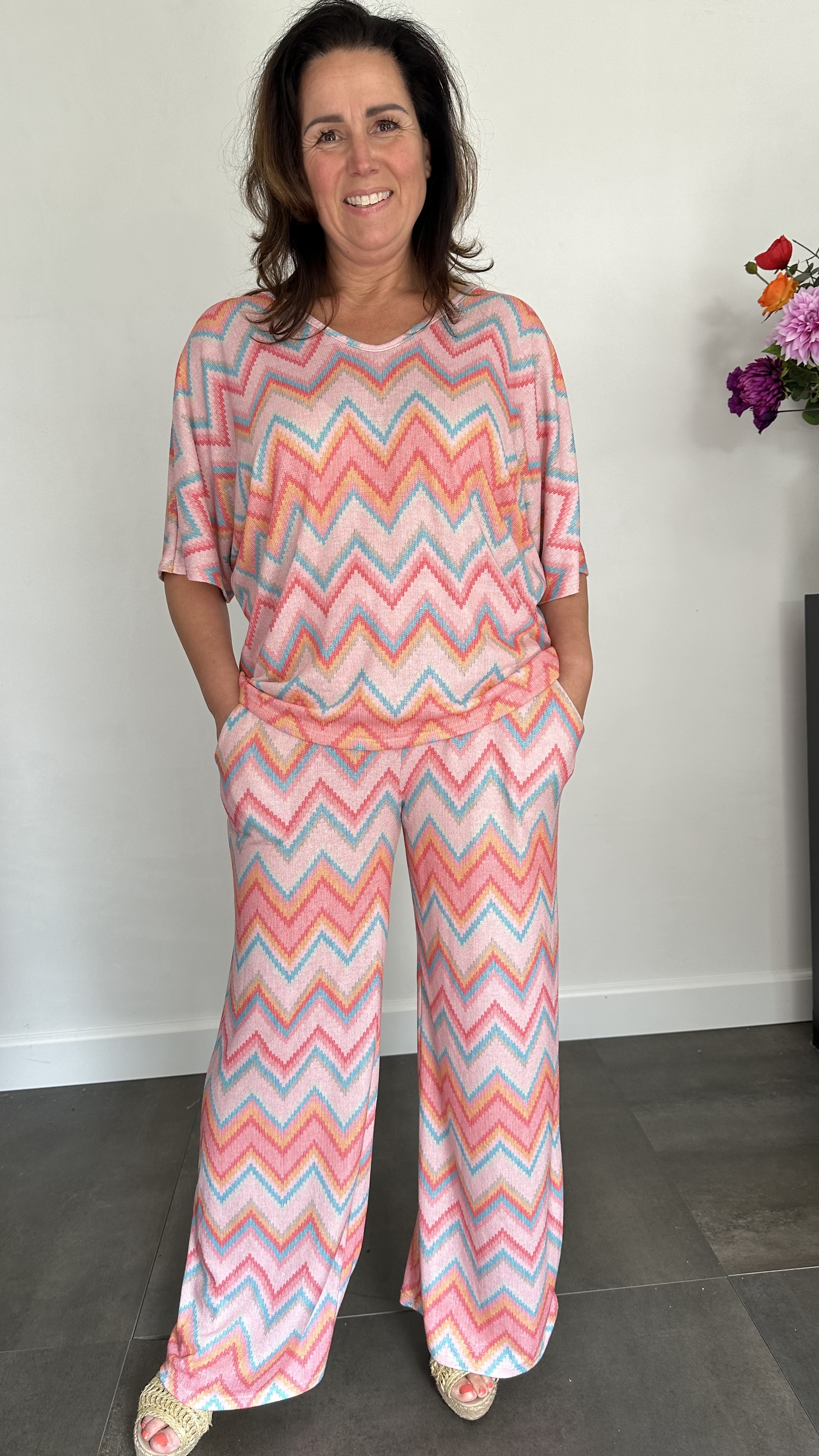 2-Delige set zig zag roze