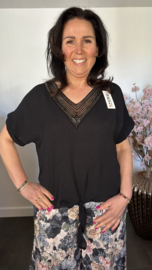 Top met knoop Sparkle Zwart