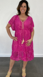Kanten jurk Lara fuchsia