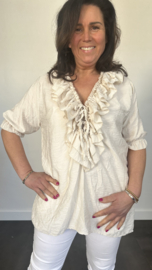 Blouse met ruche Sara zand