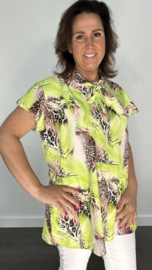 Blouse met strik panter waves lime