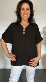 Shirt Kiki met knopen Zwart