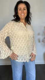 Kanten blouse Tara met stretch Zand