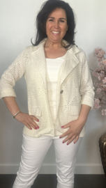 Opengewerkte blazer Ecru