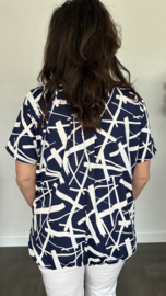 Ballon shirt met elastiek fantasy marine (+size)