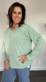 Ballon shirt travel met elastiek licht groen
