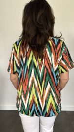 Ballon shirt met elastiek scratched zigzag lime (+size)