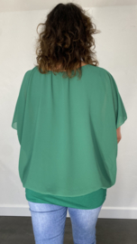 Blouse met boord korte mouw +SIZE groen